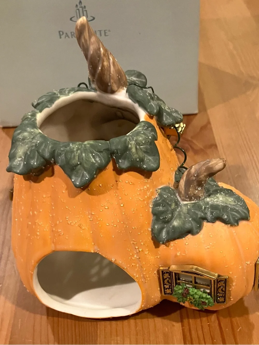 NEW PartyLite Ceramic Pumpkin Cottage Candle Holder #1 Fairy House Candle Holder - Picture 12 of 14